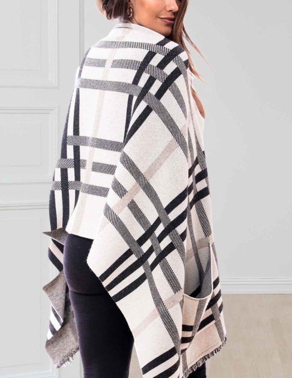 MANTELLA TARTAN CON TASCHE CASHMERE BLEND RETRO