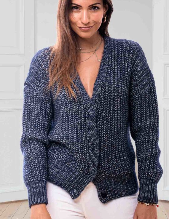 CARDIGAN IN COSTA INGLESE ALPACA/COTTON