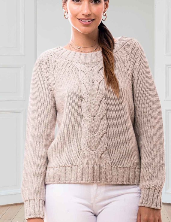 MAGLIA LANA COLLO A BARCA CON TRECCIONA