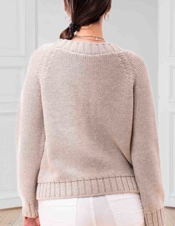 MAGLIA LANA COLLO A BARCA CON TRECCIONA RETRO